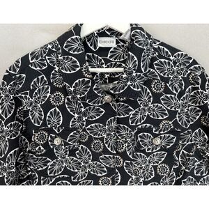 Chicos Women's Sz 3 (XL) All Over‎ Floral Prints Nylon Blend Button Up Jacket